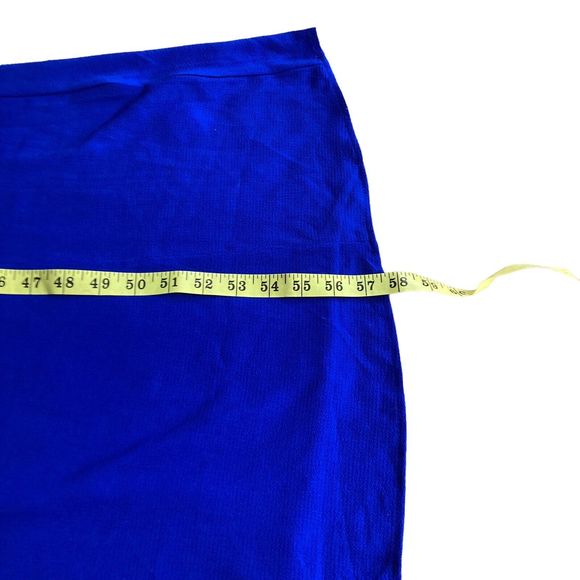 Gabby Skye Size 8 Blue Maxi Dress Puff Sleeve Tie Waist Faux Wrap NWOT - Picture 6 of 8